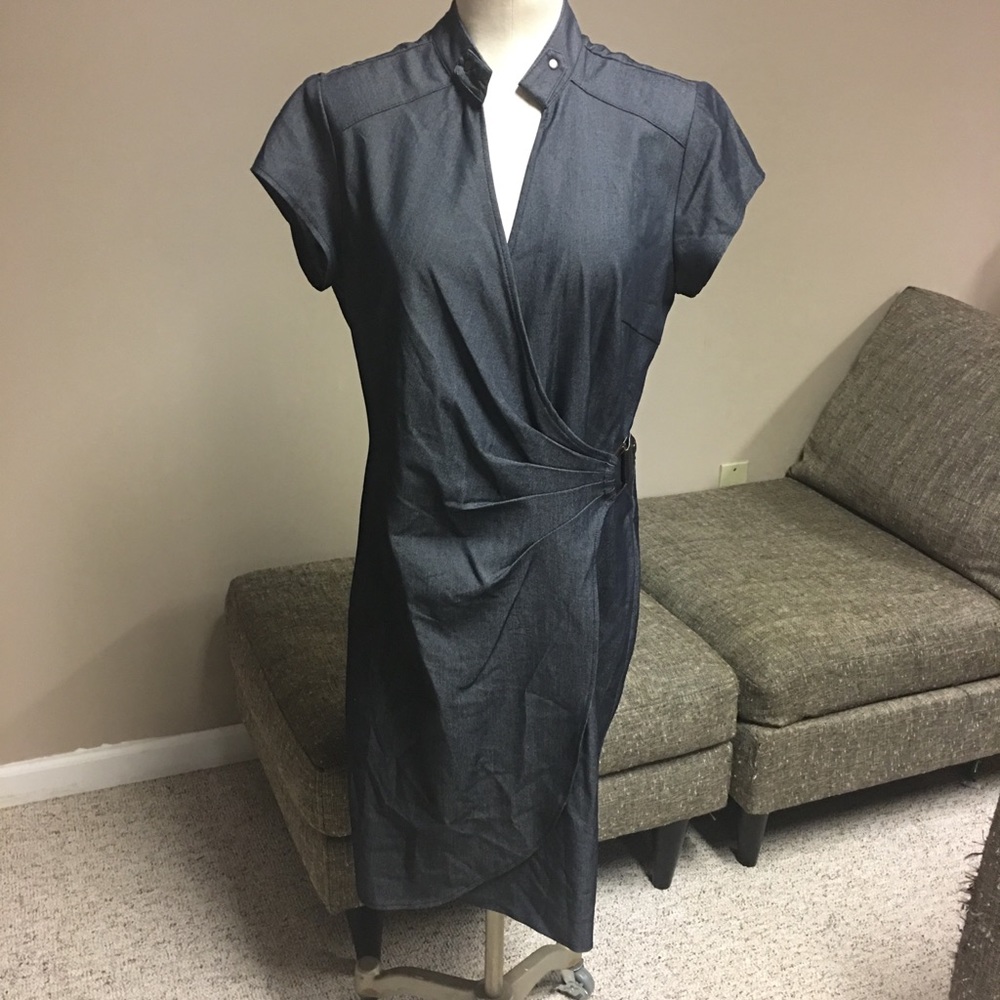 Sharagano Denim Color Faux Wrap Dress/SZ 12/Cute!!
